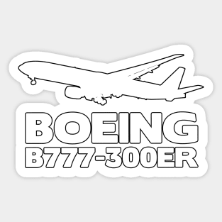 Boeing B777-300ER Silhouette Print (White) Sticker